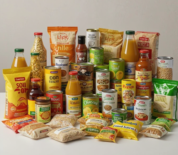 Collage of packaging products